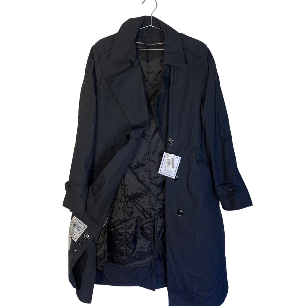 Mens Black Trench Coat Size 38L w/ Zip Out‎ Liner Made in USA New with tags NWT